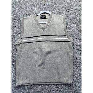 J Riggings Sweater Vest Mens *Large Striped Tan Sportswear Vintage Golf Made USA